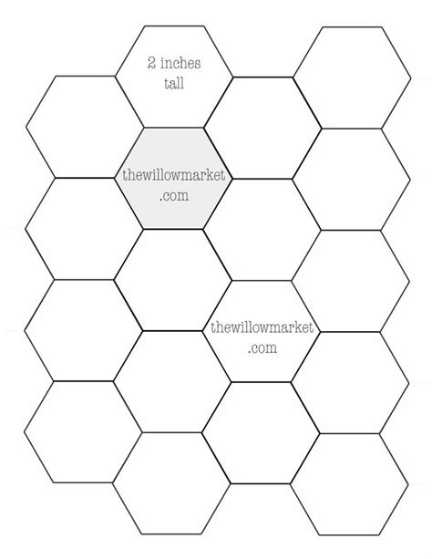 Two Inch Hexagon Template | Hexagon quilt pattern, Hexagon patchwork ...