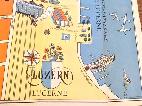 Vintage map Luzern/Lucerne Lake of Lucerne | Etsy