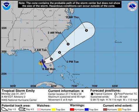 Tropical Storm Emily Forms off Florida Coast