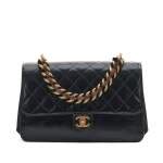 Black Shiny Lambskin Chain Handle Flap Gold Hardware, 2017 | Fashion Through Time | 2021 | Sotheby's