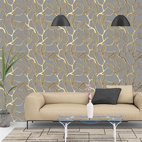 PrintMySpace Vintage Gold and Grey Lattice Wallpaper Self | Etsy ...