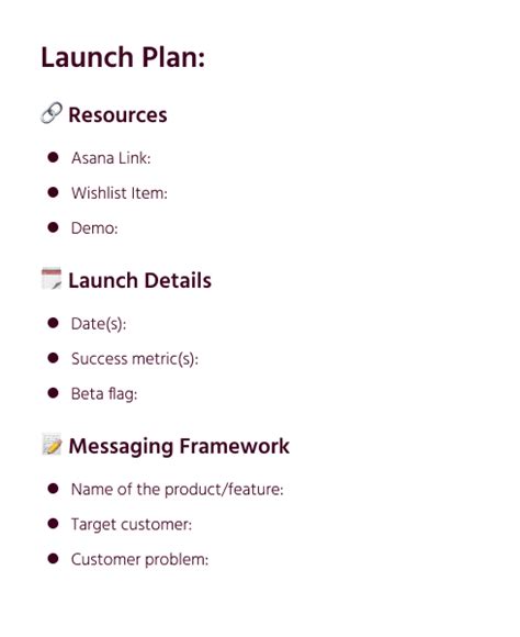 Product Launch Plan Agenda Template Word / Google Doc