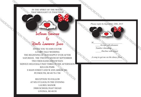 Mickey and Minnie Theme Wedding Invitation and RSVP printable - Etsy