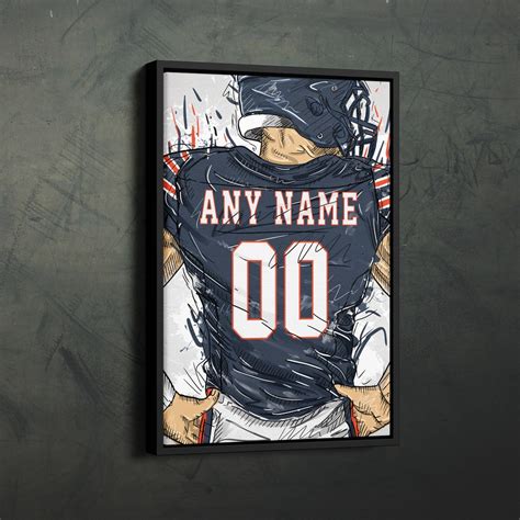 Chicago Bears Jersey Personalized Jersey NFL Custom Name and Number Canvas Wall Art Home Decor ...