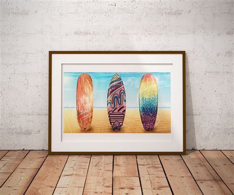 Surfing Art Print Surfboards Wall Art | Etsy