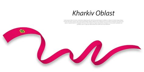 Premium Vector | Waving ribbon or stripe with flag of kharkiv oblast