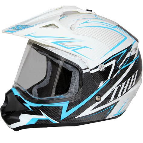 THH TX-13 #1 White Blue Dual Sport Helmet Motorcycle MX Motocross Enduro Quad | eBay