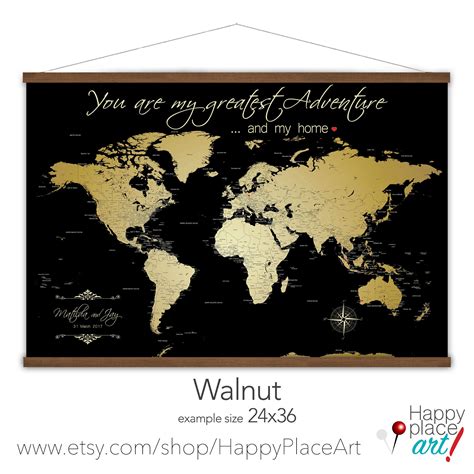 Gold World Canvas Map, Map Large size, Art Map Print, Canvas Map of The World, County and city ...