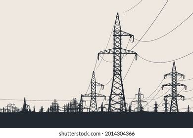 Silhouette Highvoltage Tower Electric Power Vector Stock Vector (Royalty Free) 2014304366 ...