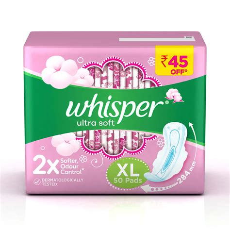 Buy Whisper Ultra Soft Size Xl Sanitary Pads Packet Of 50 Online at ...