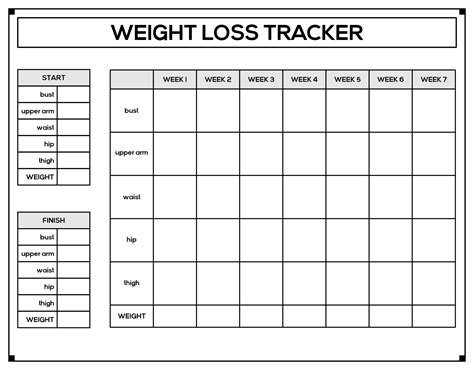 10 Best Printable Weight Loss Measurement Chart PDF for Free at Printablee