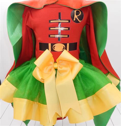 Girls ROBIN 4 Piece HALLOWEEN Costume Outfit Ribbon Tutu | Etsy