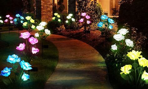 Solar Lights Outdoor Decorative Light Garden Solar Rose Flowers Stake ...