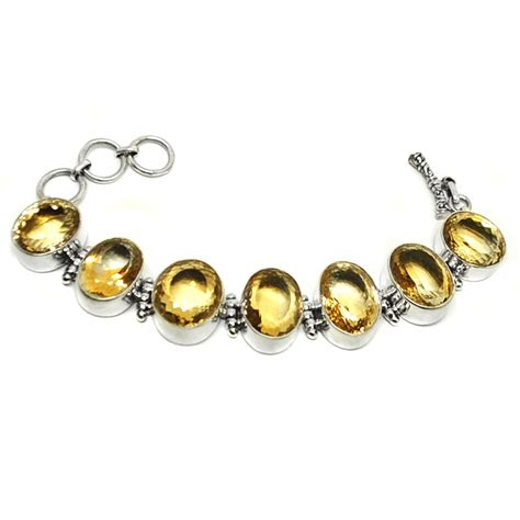 Citrine Oval Faceted Sterling Silver Bracelet - The Fossil Cartel