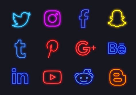 Free Neon Social Media Logos Social Network Icons, Social Media Icons Free, Social Icons, Social ...