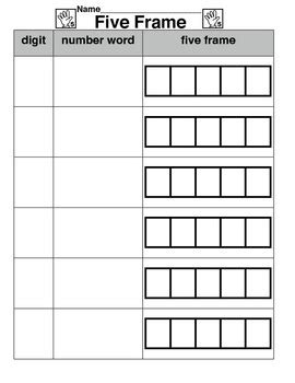 Five Frame Worksheet by Cool Kindergarten Creations | TpT