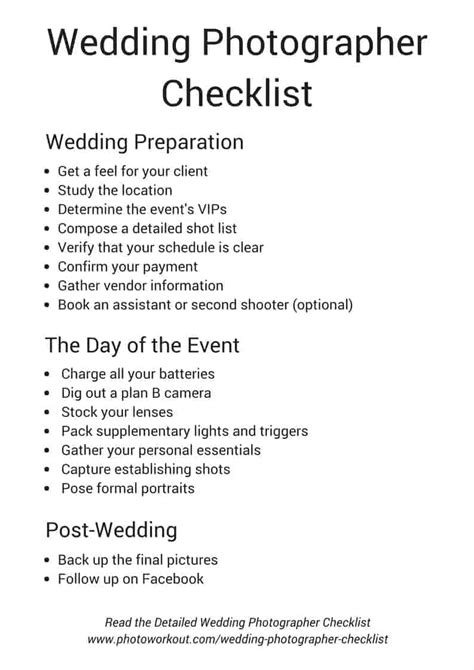 Wedding Photographers Checklist (Includes Free Download)