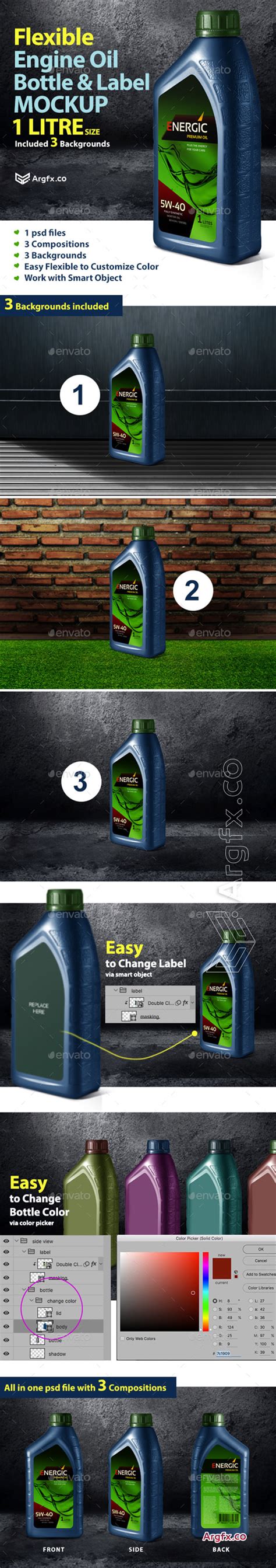 Graphicriver - Engine Oil Bottle & Label Mockup 21340278 » Free ...