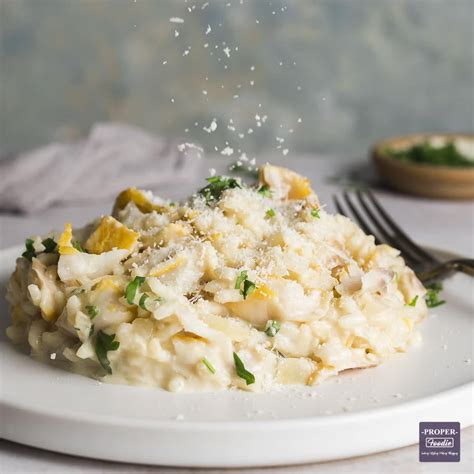 Creamy smoked haddock risotto flavoured with fresh rosemary and gently simmered in a pan of ...