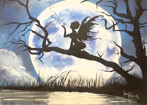 FAIRY MOON SILHOUETTE | Silhouette painting, Moon silhouette, Painting