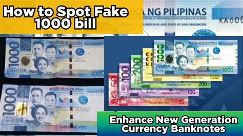 Counterfeit 1000 peso bill| How to spot fake money| Enhance New Generation Currency Banknote ...