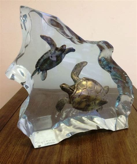 Robert Wyland Bronze Turtle Lucite Acrylic Sculpture Limited Edition 47/350 $1800.00 | Acrylic ...