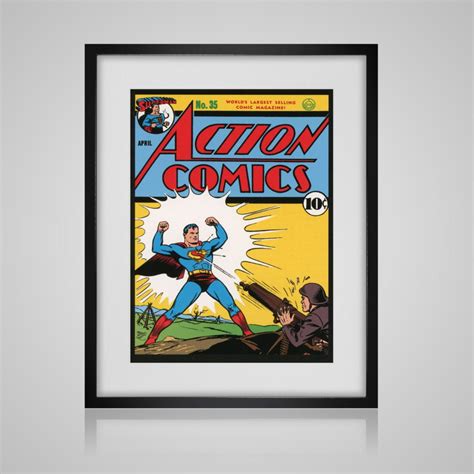 Framed Wall Art VINTAGE COMIC BOOK Cover Superman Wall