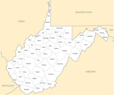 West Virginia County Map With Roads | Virginia Map