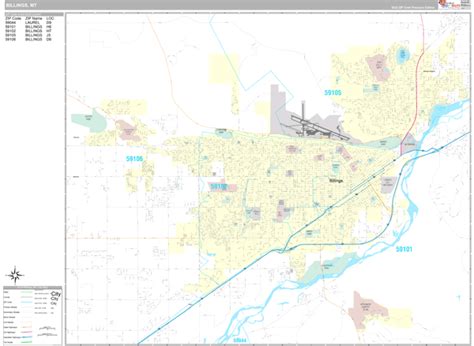 Billings Montana Wall Map (Premium Style) by MarketMAPS - MapSales