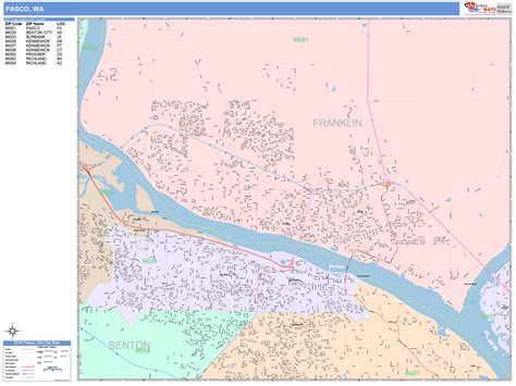 Pasco Washington Wall Map (Color Cast Style) by MarketMAPS - MapSales.com