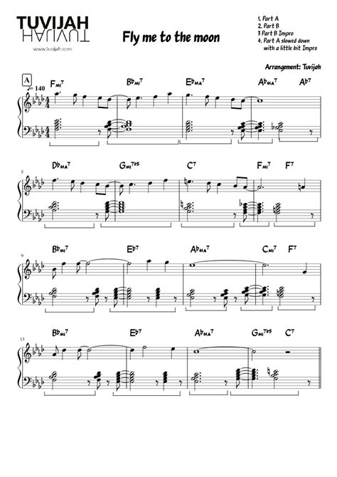 Jacob Koller Fly Me To The Moon Sheet Music (Piano Solo) In C Major ...