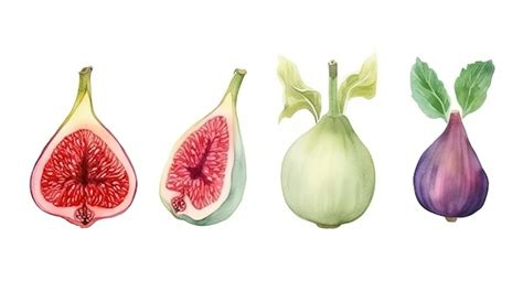 Premium AI Image | Set of watercolor figs generative ai