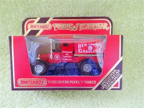 MATCHBOX MODELS OF YESTERYEAR Y3 1912 FORD MODEL T TANKER RED CROWN - Boxed $5.59 - PicClick