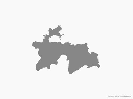 Printable Vector Map of Tajikistan - Single Color | Free Vector Maps