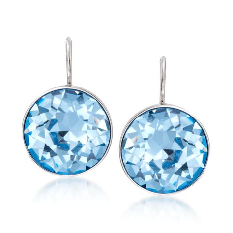 Swarovski Crystal "Bella" Blue Crystal Earrings in Silvertone | Ross-Simons