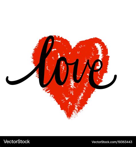 Lettering word love in shape heart Royalty Free Vector Image