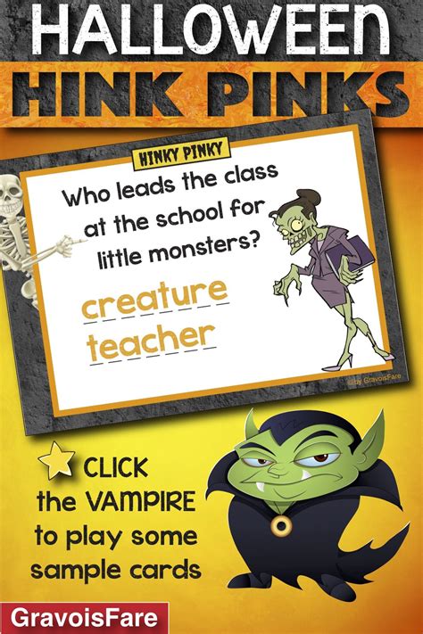 Halloween Hink Pinks — Fun riddles and rhymes that encourage creative thinking! | Halloween ...