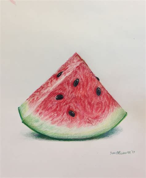 Watermelon / Color Pencil | Buddha art drawing, Art drawings for kids, Realistic drawings