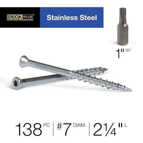 Deck Plus 7 x 2-1/4-in Stainless Steel Exterior Trim Screws (138-Per ...