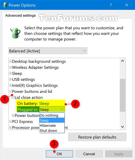 How to Change Default Lid Close Action in Windows 10 | Tutorials