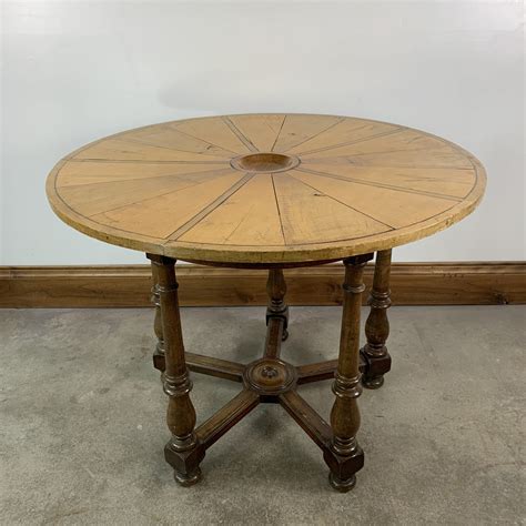 Vintage Small Round Wood Dining Table | Out Of The Box