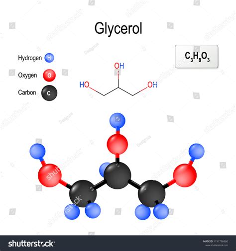 Glycerol Glycerine Glycerin Structure Molecule Chemical: ภาพประกอบสต็อก 1191736960 | Shutterstock