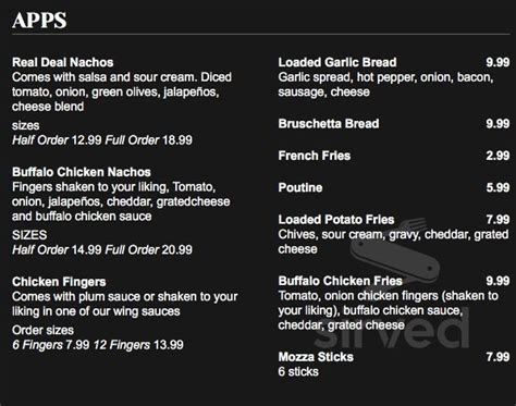 Pizza Central menu in Beamsville, Ontario, Canada