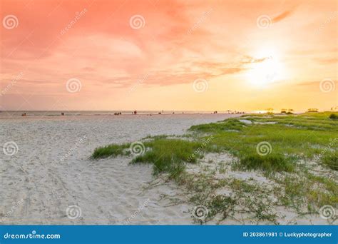 Siesta Key Beach at Sunset in Florida Stock Image - Image of caribbean ...