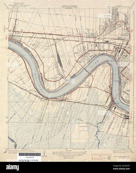 Jefferson Parish Louisiana Riverfront New Orleans Map 1935 Stock Photo - Alamy