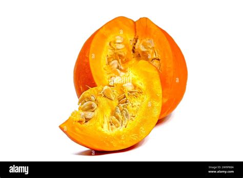 Sliced Hokkaido pumpkin, seeds and pulp Stock Photo - Alamy