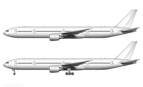 Boeing 777-300 Blank Illustration Templates