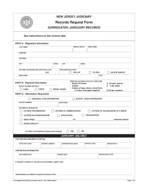 Records Request Form - Surrogates' Judiciary ... - New Jersey Courts ...