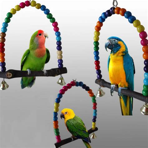 Wooden Bird Parrot Swing Toys Parakeet Cockatiel Lovebird Budgie Cage Hanging-in Bird Toys from ...