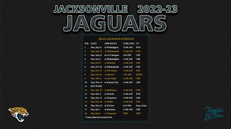 2022-2023 Jacksonville Jaguars Wallpaper Schedule